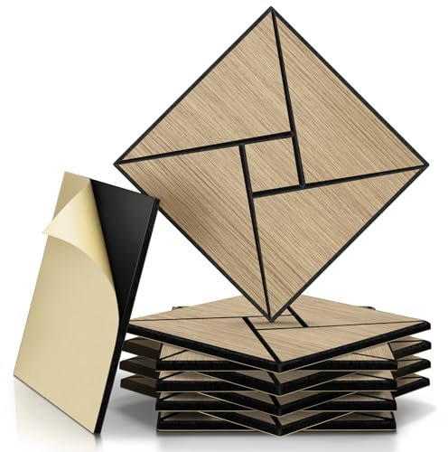 JAMELO Panneaux Acoustiques Placage de Bois 10 Pièces | Mousse Acoustiques 30x15x1.2cm Panneaux Muraux 3D Auto-Adhésifs Pour Plafond/Porte/Décoration Murale, Revêtement Mural en Noyer