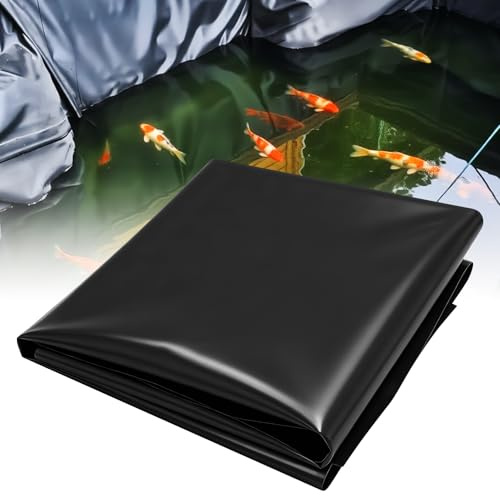 wowspeed Premium PVC Teichfolie 2M X 6M, Schwarz HDPE Teichfolien Schwerlast, Dichtungsfolie Teichmembran Schwimmteich Folie Gartenteich Teichplane für Fischteiche, Brunnen, Wassergarten, Wasserfall