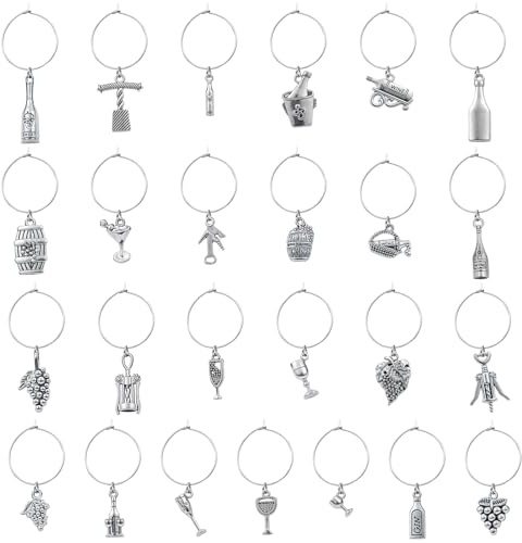 WEWAYSMILE Glas Identifikations Getränke,Weinglas Charms Ringe,Weinglas Charms,für Wein-Cocktail-Verkostungs-Gastgeschenke