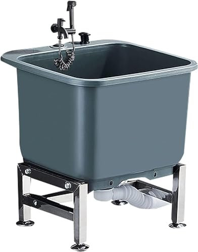 asdchZen Évier de Nettoyage de Sol Commercial Portable pour la Maison ou l'hôtel, Bassin de Service de Nettoyage, évier autoportant intérieur/extérieur, évier de buanderie, Seau d,1-60cm(23.6in)