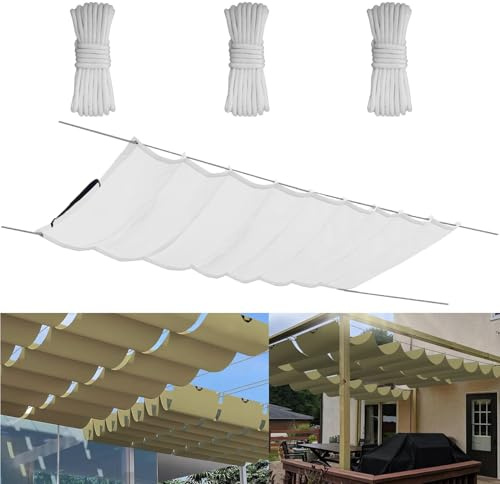 Einziehbare Welle Sonnensegel 0.6x3M, Verstellbar Aufrollbar Sonnenschutz Mit ösen, Spannmarkise Beschattung, Markise Wasserdicht Verstellbar Markisenstoff Für Terrassenüberdachung - Weiss