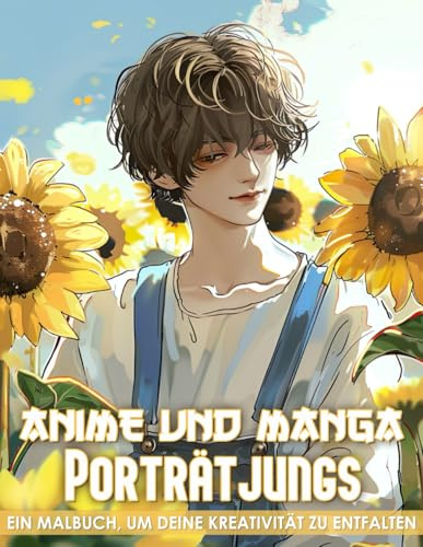 Anime und Manga Portrait Jungen Malbuch: 50 ausdrucksstarke Jungenporträts im Anime-Stil für Jugendliche und Erwachsene – zur Stresslinderung und kreativen Entspannung