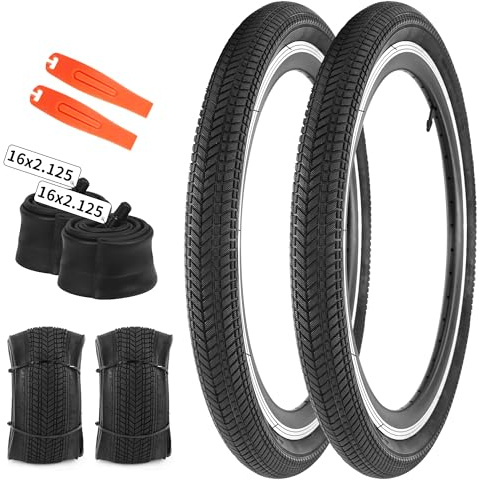 2PSC 16/20/24/26x2.125 Fahrradreifen 57-305/57-507/57-559 Fahrradmantel mit/Ohne Schlauche kompatibel Mountainbike/Citybikes/BMX/Beach Bike