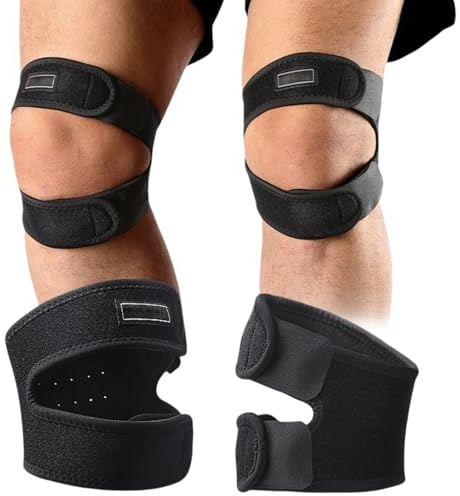 HSTWODE 2 Stück Kompression Patella Kniebandage für patellasehnenbandage, Leicht, Atmungsaktiv, für Knie Unterstützung Laufen, Jumper, Gymübung, Schwache Knie