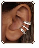 Adramata 3Paia Ear Cuff Orecchini Donna Oro/Argento Orecchinia Senza Buco Regolabile Orecchini Clip Ipoallergenici Orecchino Finti Non Piercing per Helix Cartilagine