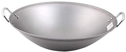 JYBNBBE Wok saltato in Padella, Padella Wok in ghisa, pentola in Ferro con Rivestimento Antiaderente Fatta a Mano, pentola Wok Professionale Grande con Manico in Acciaio da 50 cm