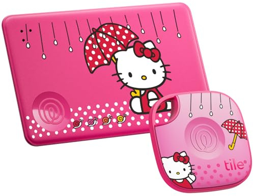 Life360 Tile Starter Pack - Bluetooth Trackers and Item Finders for Keys, Wallets & More. Both iOS and Android Compatible. Phone Finder. 2-Pack, Mate/Slim (Tile x Hello Kitty: Rainy Day Adventures)