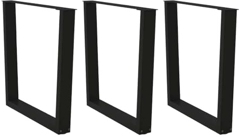 QUAHEAS Lot de 3 pieds de table à manger en forme de V - Noir - 80 x (72-73,3) cm - Acier revêtu par pulvérisation - Pieds de nivellement réglables - Pour meubles de salle à manger