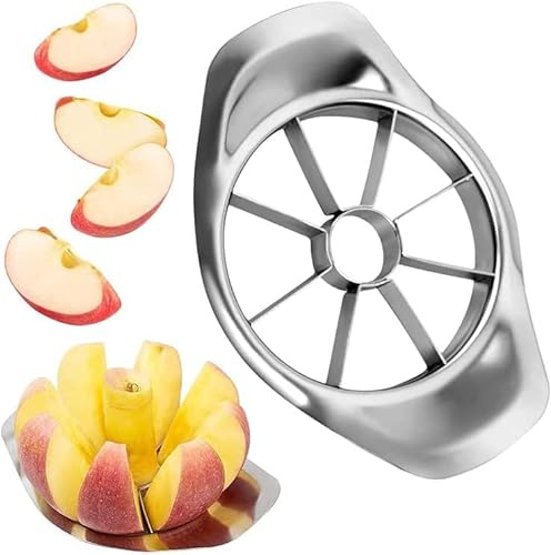 Cortador de manzanas, cortador de manzanas, 8 mitades, acero inoxidable, apto para lavavajillas, cortador de frutas, fácil agarre, cortador multifuncional, prácticos artículos pequeños, utensilios de