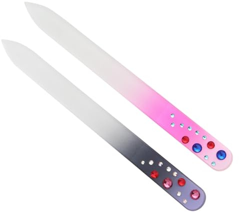 Mobestech Lot de 2 Limes à Ongles en Verre Coloré Outils pour Manucure et Pédicure Grain 2 et 6 pour Soin Professionnel des Ongles Accessoires Manucure Créative Usage Salon et