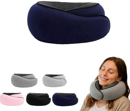 bergxperten NOMAREST | Coussin de Voyage en Mémoire de Forme Oreiller de Voyage Cervical pour Confort Ergonomique, Ajustable,pour Avion, Voiture, Bureau