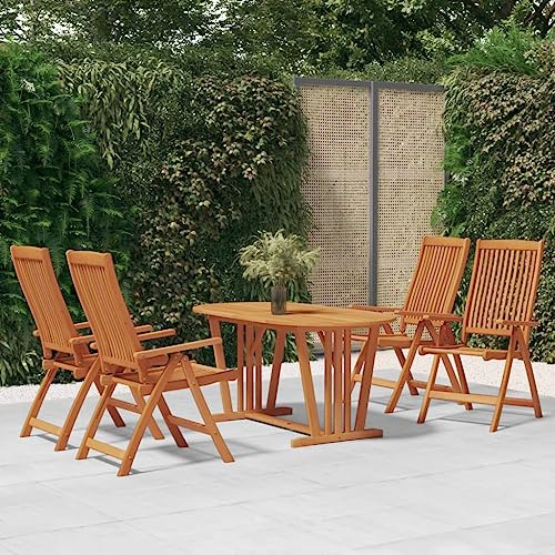 zylophax Klappbare Gartenstühle 4 STK Massives Eukalyptusholz mit Ölfinish 58x71x112 cm Hochlehner für Terrasse Balkon und Garten, Outdoor Stuhl mit 5-Fach Verstellbarer Rückenlehne