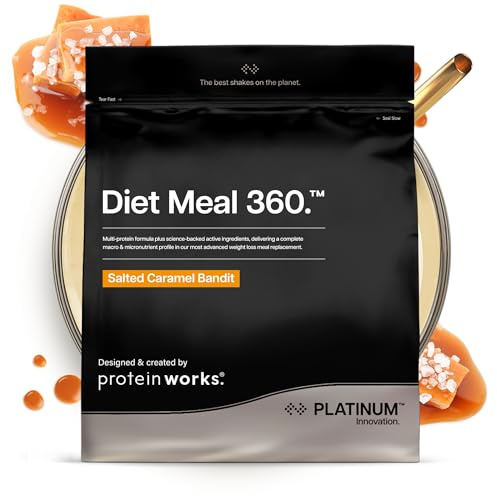 Protein Works | Diet Meal 360 - Platinum, Salted Caramel, 2kg | Fortschrittlicher Diät-Mahlzeitenersatz, Abnehmen Shake, Gewichtsverlust, Vollwertige Ernährung, 26 Vitamine & Mineralstoffe