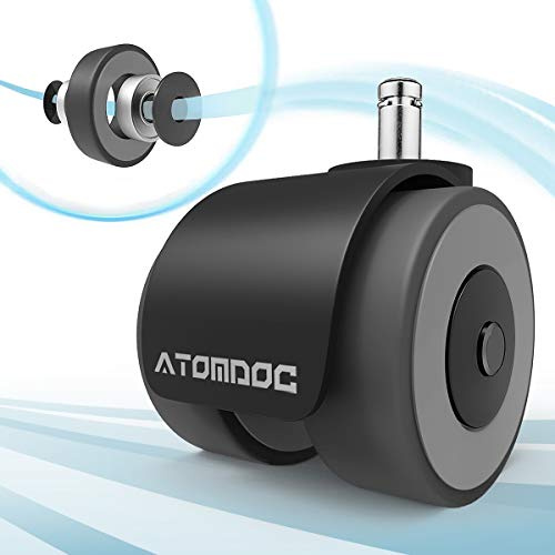 2 Inch Office Chair Replacement Wheels by ATOMDOC, Newly Revolutionary Quadruple Ball Bearing Design，Heavy Duty & Safe Protection for All Floors Including Hardwood, Universal Fit, Set of 5