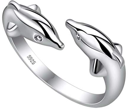 Doppel-Delfine Öffnungsring Silber Finger Finger Gelenk Knöchel Ringe Meer Schmuck Zubehör für Frauen Damen