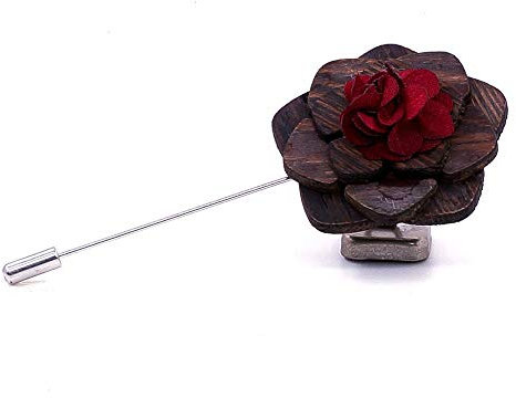 Uteruik Holzbrosche Anstecknadel Blume Boutonniere Hochzeit Corsage für Männer Anzug Smoking Jacke 1 Stück (#D)