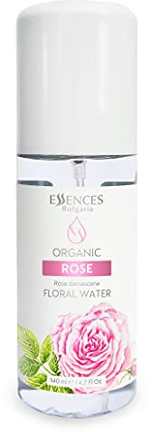 Essences Bulgaria | Acqua Floreale di Rosa Biologica 140 ml | Rosa damascena | 100% Puro e Naturale | Nebbia di Bellezza Rinfrescante Antietà | Senza Alcool | Struccante | Idratante | Vegano
