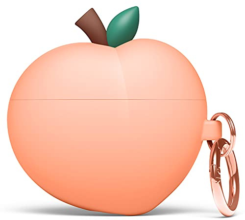 elago Cover Pesca Peach 3D per AirPods 3 | Design 3D Carino con Moschettone, Supporta Ricarica Wireless, Silicone Robusto