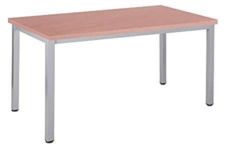 Bürotisch Schreibtisch Besprechungstisch graues Tischgestell quadratische Beine | PC-Tisch Arbeitstisch Konferenztisch Computertisch Homeoffice-Tisch Businesstisch (Buche, 180 x 80 x 77,5 cm)