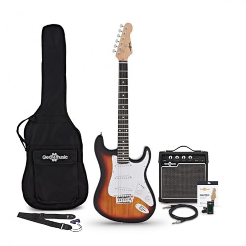 Gear4music LA E-Gitarre Erwachsene Anfänger Set mit Verstärker 10W Sunburst