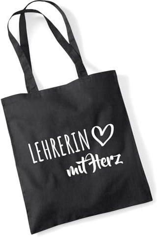 Huuraa Jutebeutel Lehrerin mit Herz Geschenk | Baumwollbeutel 10 Liter Stoffbeutel Beutel aus Baumwolle Tasche Geschenkidee Einkaufstasche Langen Henkel