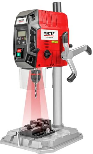 WALTER Tischbohrmaschine 900 W, Standbohrmaschine mit Digitaldisplay für einfache Bedienung, Kreuzlinienlaser und praktisches LED-Arbeitslicht, Extra starke Ständerbohrmaschine/Säulenbohrmaschine