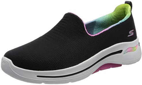 Skechers 124867 Bkhp, Sneaker Donna, Tessuto Nero Con Finiture Rosa Acceso, 41 EU