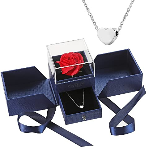 AFSTALR Ewige rose Infinity Rosen mit Rote Rosen Geschenkbox, Eternal Rose Geschenke für Damen Frau freundin verzauberte echte Rose Blume zum Valentinstag