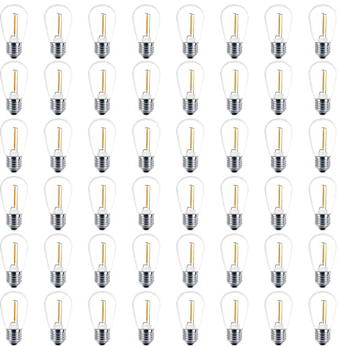 FIDEBEY Meconard Lot de 48 ampoules LED S14, 1 W, anti-chocs, pour lampes de terrasse extérieures, base à vis moyenne E26, blanc chaud 2200 K, non variable