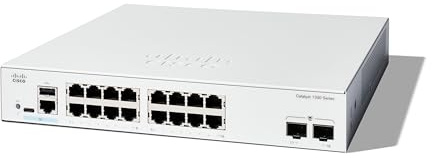 Cisco Catalyst 1300-16T-2G-Managed-Switch, 16-Port-GE, 2 x 1-GE-SFP, eingeschränkter Lebenszeitschutz (C1300-16T-2G)