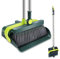 MASTERTOP Dustpan and Brush Sets, Long Handled 180 Rotating Sweeping Brush with 2 Layer Comb Teeth, Tall Dust Pan and Brush Broom for Indoor Outdoor Home Garden Kitchen Cleaning - Classical Green