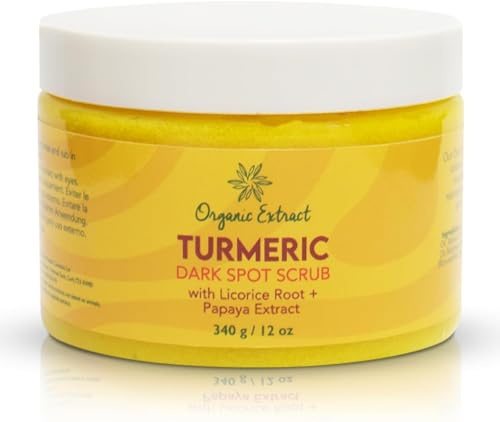 Organic Extract Kurkuma Gesichtspeeling - 12 fl oz/340g - Aufhellendes Peeling für das Gesicht - Peeling-Reiniger, gleicht den Hautton aus - Tiefenreinigendes, feuchtigkeitsspendendes Gesichtspeeling