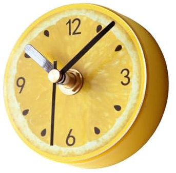 IMIKEYA Magnetische Kühlschrankuhr Mit Zitronenmotiv Aufkleberuhr Aus Hochwertigem Kunststoff Runde Wanduhr Mit Fruchtmuster Nachrichtenaufkleber Mit Integrierten Magneten Für Kühlschrank