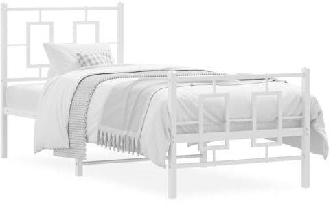 Rantry Bettgestell mit Kopf- und Fußteil Metallbett Bettrahmen Doppelbett Gästebett Einzelbett Jugendbett Bett mit Lattenrost | ohne Matratze Metall Weiß 80x200 cm