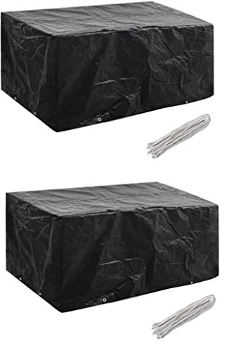 KATERYY Funda de Muebles de jardín 2 uds Set ratán 4 Personas 8 Ojales,Funda Impermeable para Muebles de Jardín | Protección Exterior para Ratán 180x140x90 cm