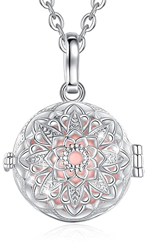 CELESTIA Fleur Bola Grossesse Collier Bola de Grossesse Plaqué Argent Bijoux Grossesse Cadeau Femme Enceinte Maman 76~114 CM Chaînes