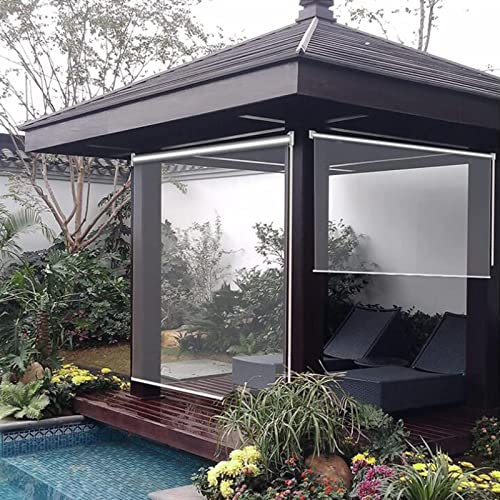 Tende a rullo Tende A Rullo In PVC Trasparente,Tenda Antivento Impermeabile Per Balcone,Tapparella Avvolgibile In Plastica Trasparente Con Raccordo,Patio,Facile Installare E Pulire,140/160cm Di Larghe