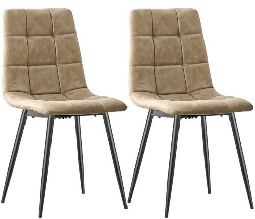 LEWE Esszimmerstühle 2er Set,Techno Stoff Küchenstühle,Polsterstuhl Besucherstuhl Wohnzimmerstuhl mit Rückenlehne Metallbeinen,Stuhl für Esszimmer,Küche & Wohnzimmer