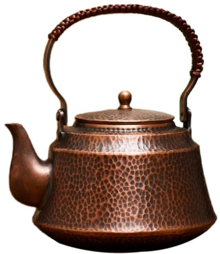 Dianzan Pure Copper Teapot, Handmade Turkey Stovetop Teapot Small Tetsubin Loose Leaf Tea Maker Water Kettle for Stovetop Induction