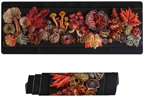 Gaming Mauspad Pilz Mousepad XXL 900 x 400 x 3 mm, Schreibtischunterlage Blätter, rutschfeste Gummibasis, Wasserdicht Mauspad Gaming, Großes Mousepad mit Vernähte Kanten, Mauspad Gaming Zubehör W-8