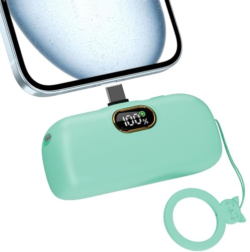 LUCKYDUO Mini Power Bank, 5000mAh USB C Cargador Portátil Ultra Compacto Batería Externa Powerbank con Pantalla Digital Compatible con iPhone 16/15 Samsung iPad Pro/Air etc