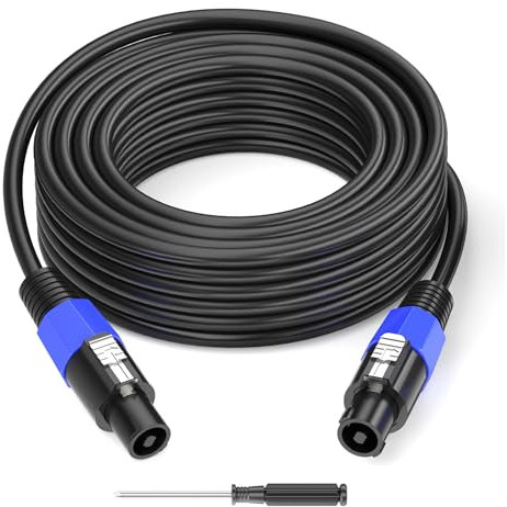 Jumwa 1M Cavo Speakon per Altoparlanti con Twist Lock M-M 15AWG per Amplificatori Audio DJ/PA Heavy Duty