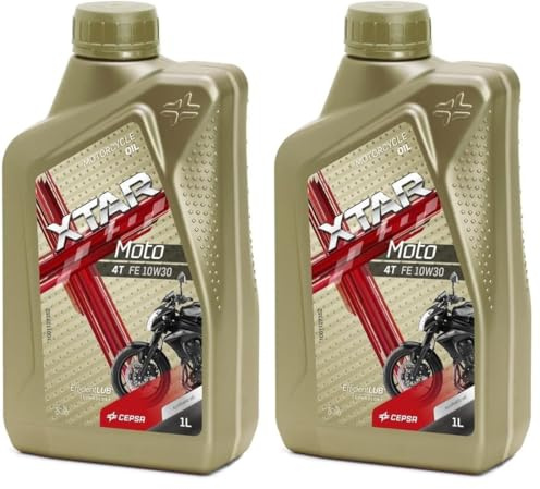 Cepsa XTAR Moto 4T FE 10W30 (1L) Lubricante sintético multigrado para Motos de 4T (Paquete de 2)