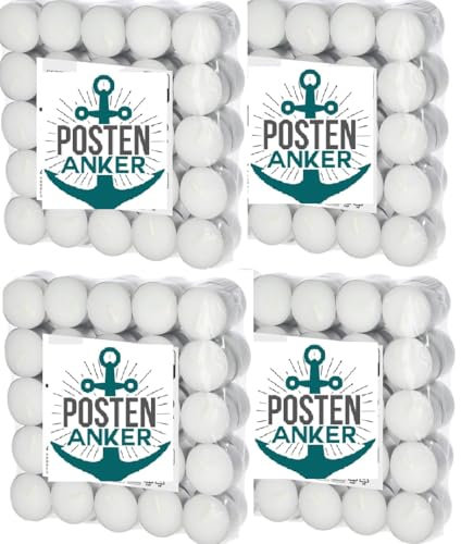 Premium Teelichter Top Qualität XXL Brenndauer Tee Lichter Kerzen Dekoration Geburtstag Hochzeit Gastronomie Weihnachten Ostern Familienfeier Teelichte Teelicht (100)