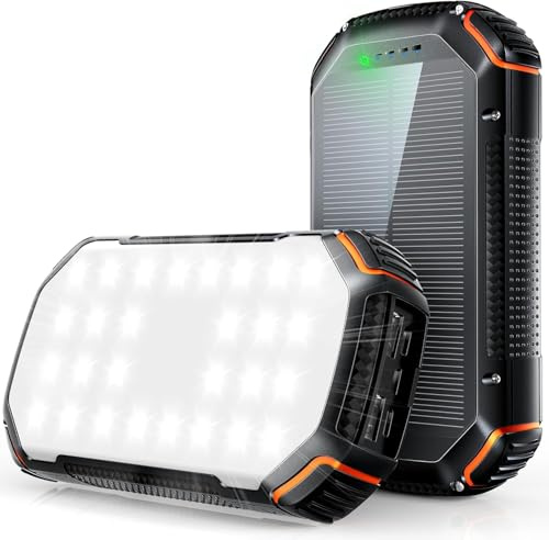 30000mAh 45W Huge Capacity Solar Power Bank Portable Charger, Fast Charging Phone Charger, 5 Charging ports, Digital Display& Bright Flashlight, for iPhone,Tablets