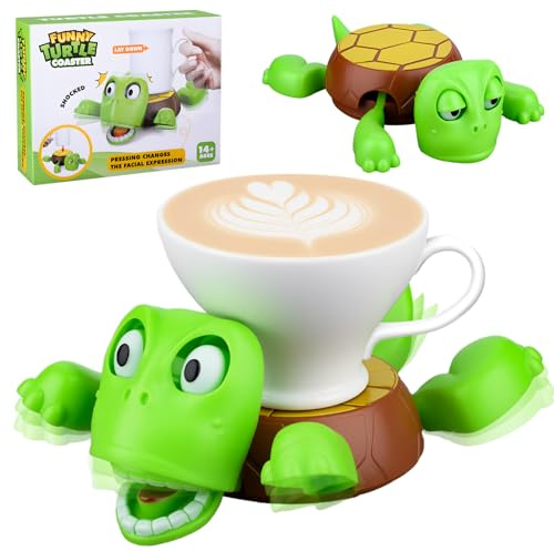 Vibbang Posavasos Divertido 3D con Ojos Abiertos y Expresión Graciosa de Tortuga - Regalo para los Amantes (A)