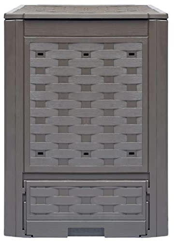 Compostador de jardín, 60 x 60 x 83 cm, 300 L, plástico y ratán