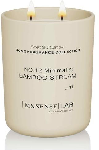 M&SENSE Naturligt sojastearmljus | Bambuström | 470 g, 95 H bränning | Mini doftljus för avkoppling, meditation, heminredning | för sovrum, kontor, fest