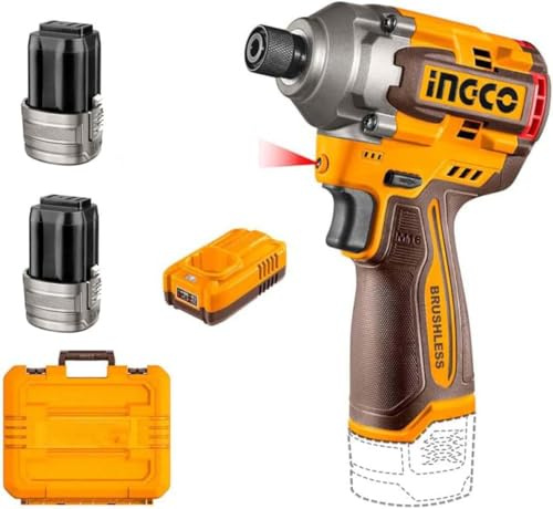 Ingco Cirli16178e Avvitatore a Impulsi a Batteria 16 V 170 nm 2 Batterie Valigetta Brushless