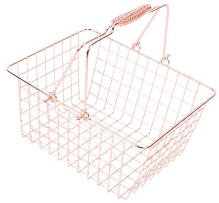 perfk Panier de Courses avec poignée, Panier de Rangement Polyvalent en Fil d'acier Robuste, de supermarché pour cosmétiques, Armoire de Garage, L